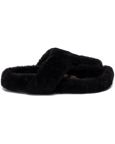 Loewe Shearling Sandals - Black