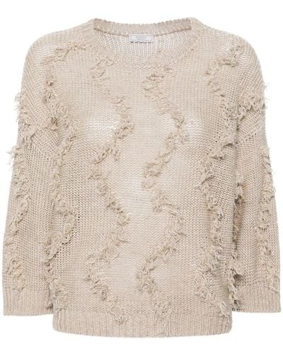 Peserico Frayed Open-knit Sweater - Natural