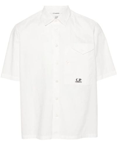 C.P. Company Popeline Short Sleeve Shirt - White