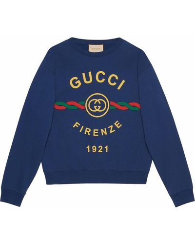 Gucci Felpa In Cotone ' Firenze 1921' - Blu
