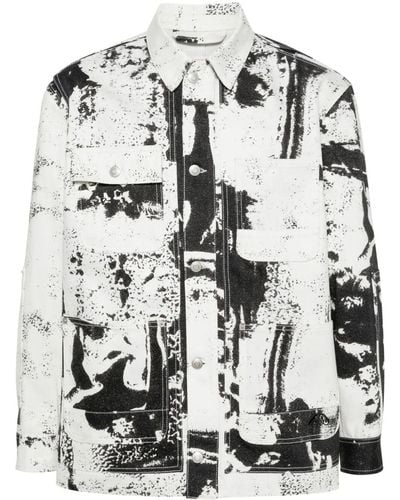 Alexander McQueen Abstract-pattern Cotton Twill Jacket - White