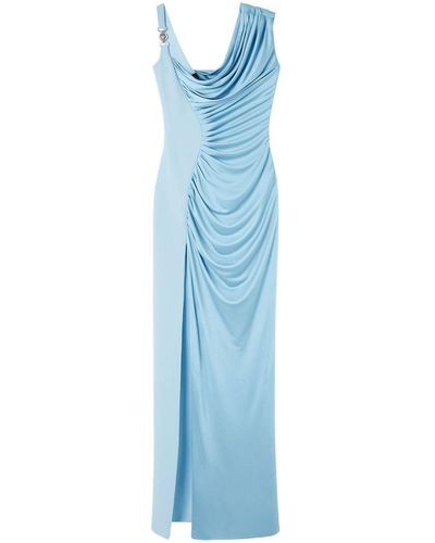 Versace Medusa `95 Draped Evening Dress - Blue