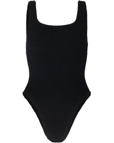 Hunza G Square Neck One-piece Swimsuit With Deep Back Neckline - Black