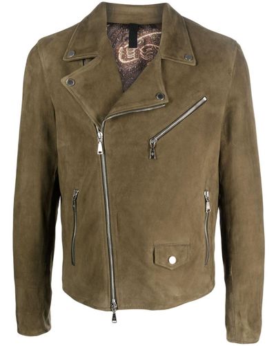 Tagliatore Franklin Leather Biker Jacket - Green