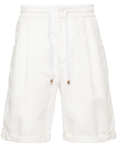Brunello Cucinelli Drawstring Linen Shorts - White