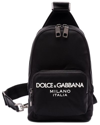 Dolce & Gabbana `Logo Lettering` Crossbody Bag - Black