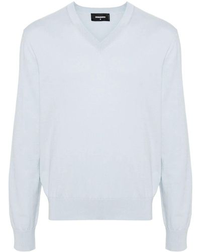 DSquared² V Neck Knit Pullover - White