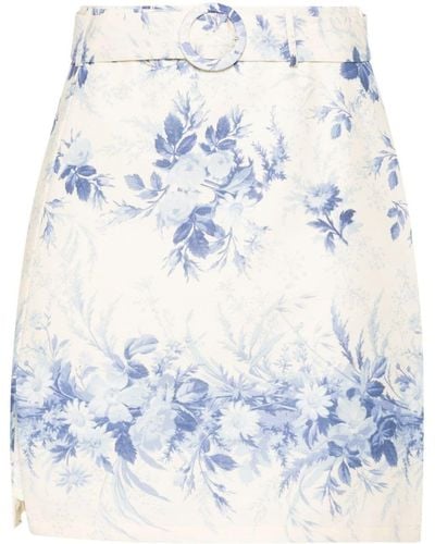 Twin Set High-Waisted Mini Skirt With Belt - Blue
