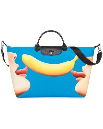 Longchamp ` X Toiletpaper` `le Pliage Banane` Unisex Travel B - Blue