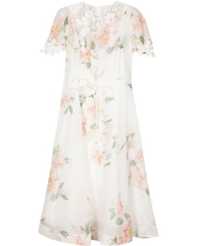 Zimmermann `natura` `liftoff Flower` Midi Dress - White