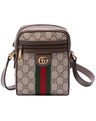 Gucci `Ophidia Gg` Shoulder Bag - Brown