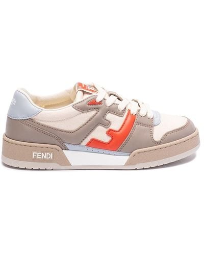 Fendi Match Leather Sneakers - Brown