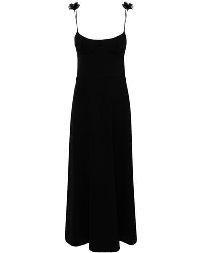 Magda Butrym Floral-appliqué Bustier-style Midi Dress - Black
