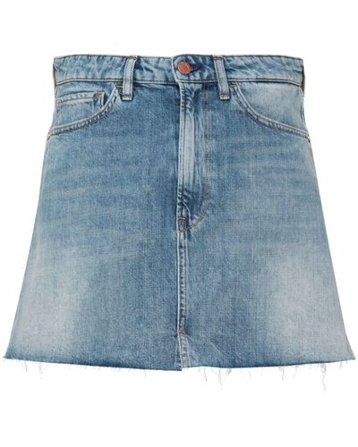 3x1 `Celine A Split` Mini Denim Skirt - Blue