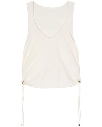 Patrizia Pepe Ruched Scoop Tank Top - White