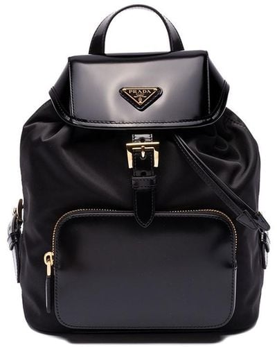 Prada `re-nylon` And Brushed Leather Backpack - Black