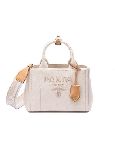 Prada Cotton And Linen Tote - Pink