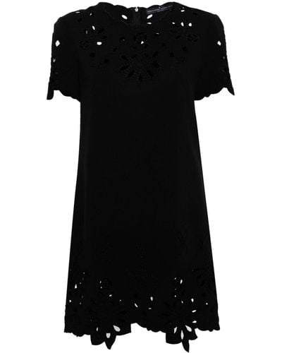 Ermanno Scervino Embroidered Shift Minidress - Black