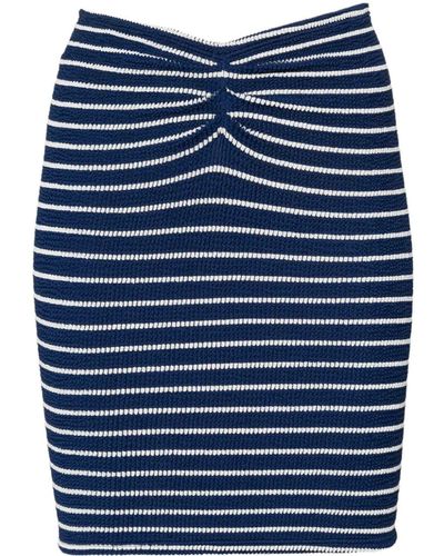 Hunza G Ruched Striped Miniskirt - Blue
