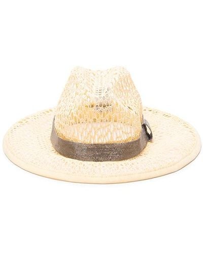 Brunello Cucinelli Straw Hat With `Precious` Band - Natural