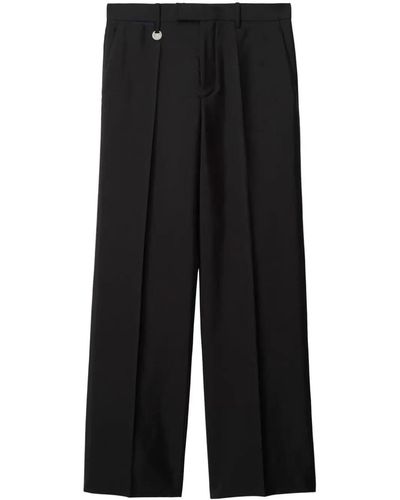 Burberry Wool And Silk Blend Trousers - Black