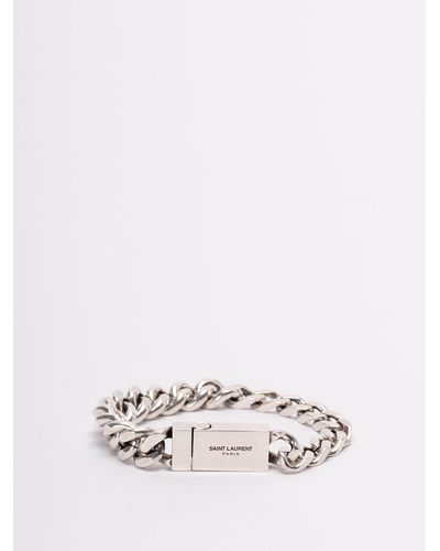 Saint Laurent Bracciale Con Catena Barbazzale In Metallo - Bianco