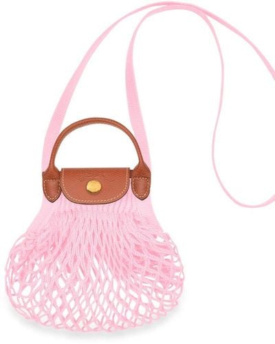Longchamp `le Pliage Filet` Extra Small Mesh Bag - Pink