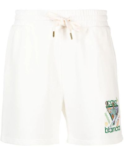 Casablancabrand Logo Embroidered Track Shorts - Women's - Cotton - White