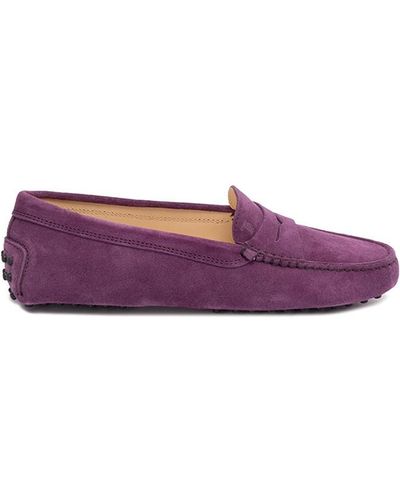 Tod's `gommino Driving` Suede Loafers - Purple