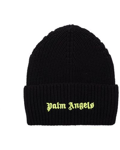 Palm Angels `Classic Logo` Ribbed Beanie - Black