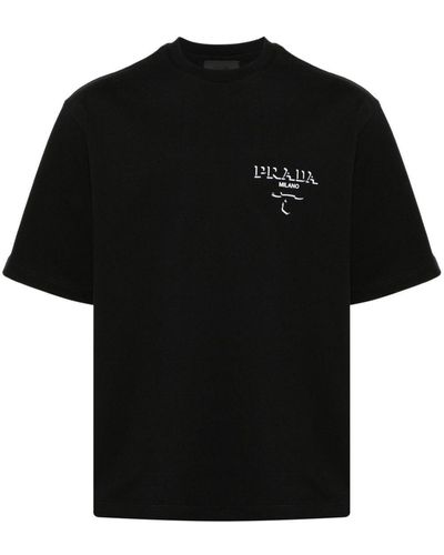 Prada Jersey T-shirt With Logo - Black