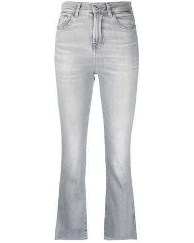 7 For All Mankind High-waisted Cropped Jeans - Gray