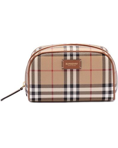 Burberry Small `check` Travel Pouch - Natural