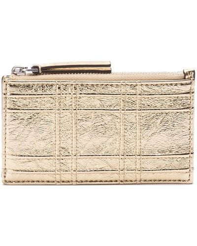 Tory Burch `Fleming` Square Quilt Zip Card Case - Natural