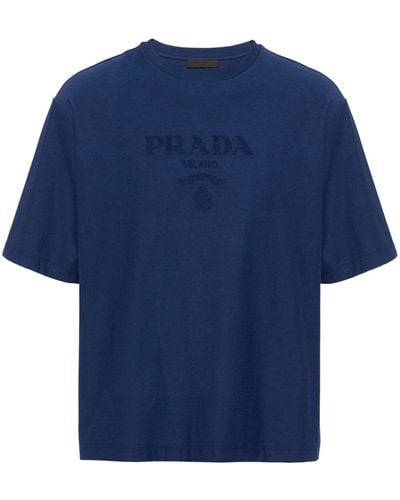Prada Jersey T-Shirt With Logo - Blue
