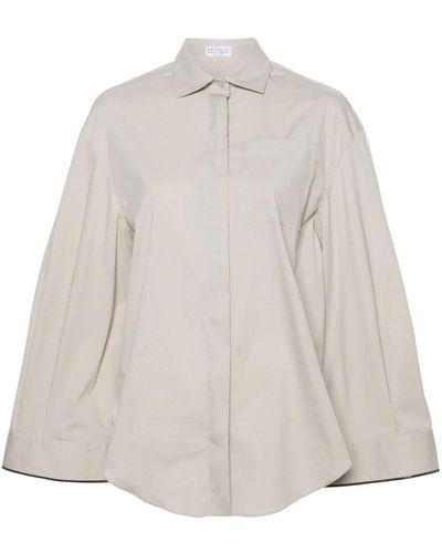 Brunello Cucinelli Shirt With Shiny Cuff Details - Natural