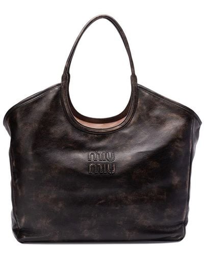 Miu Miu Vintage Leather Tote - Black