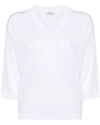 Peserico Beaded Fine-knit Sweater - White