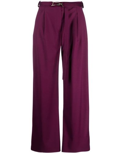 Patrizia Pepe Belted Palazzo-design Trousers - Purple
