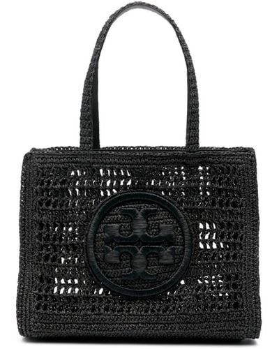 Tory Burch `Ella` Hand-Crocheted Small Tote Bag - Black