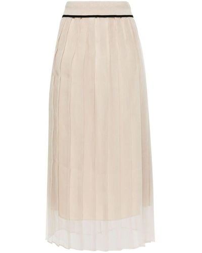 Brunello Cucinelli High-waisted Silk Skirt - Natural