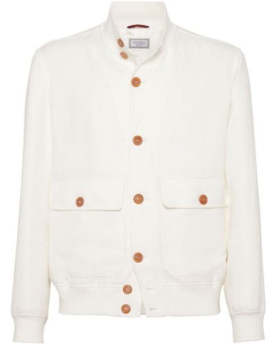 Brunello Cucinelli Cotton Buttoned Jacket - White