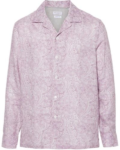 Brunello Cucinelli Paisley-print Linen Shirt - Pink