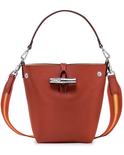 Longchamp `roseau Box` Extra Small Bucket Bag - Red