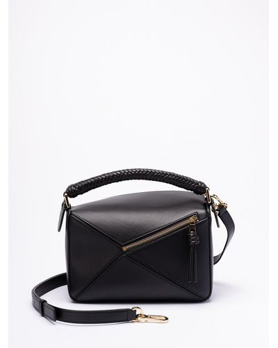 Loewe Small `Puzzle` Woven Handle Handbag - Nero