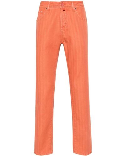 Jacob Cohen Scott Herringbone Tapered Pants - Orange
