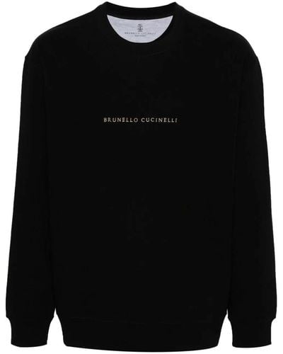 Brunello Cucinelli Logo-Embroidered Sweatshirt - Black