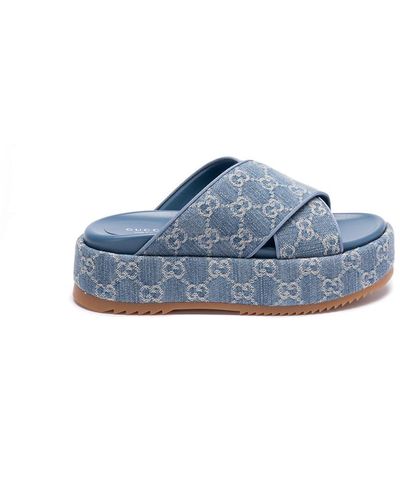 Gucci `angelina` Slide Sandals - Blue