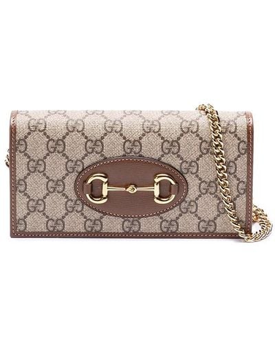 Gucci ` Horsebit 1955` Wallet With Chain - Brown