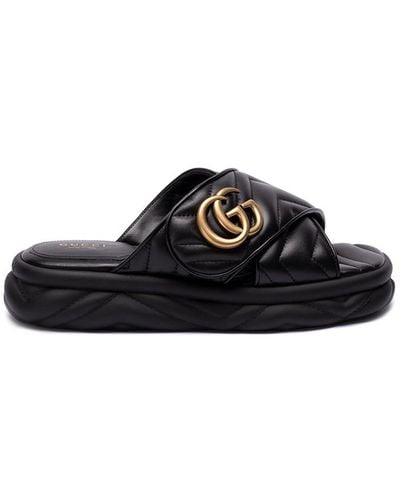 Gucci `Marmont` Slide Sandals - Black